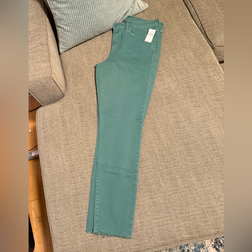 GAP Green High-Waisted Ankle Jeans